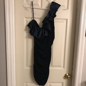 Navy one shoulder dress